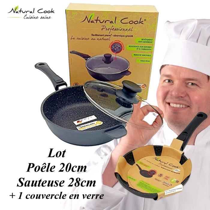 Lot: Poêle 20cm - Casserole 20cm Klaus Klaus Poêle 20cm Cas 20cm : Natural  cook professionnel - N°1 des ustensiles de cuisine pro