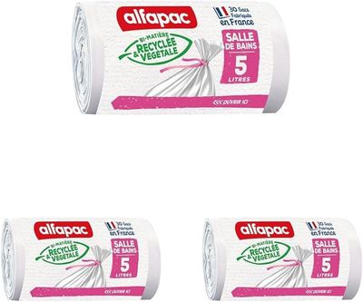 30 Sacs-Poubelle 5L À Lien Salle De Bains- Fabriqués En France