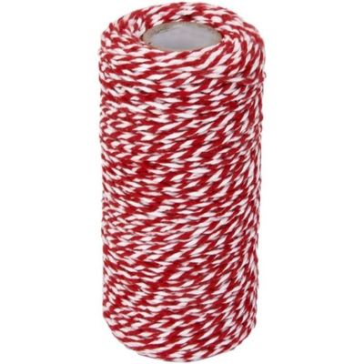 Générique 100m Cordon de Coton Ficelle Décoraion pour Emballage Cadeau  Artisanat - Rouge et Blanc