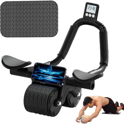 Roue Abdominale Auto-Rebondissante 4 Roues – Avec Tapis à Genoux, Charge 200 Kg, Antidérapant, Faible Bruit, Hommes/Femmes