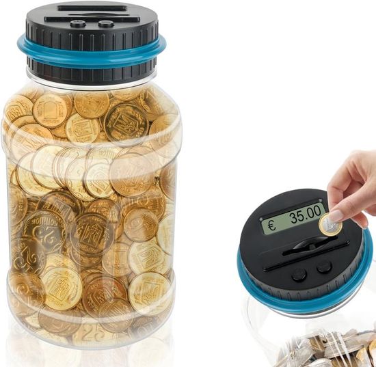 Tirelire Numérique 1.8L Avec Compteur LCD - Épargne En Euros, Verrouillable, Cadeau Éducatif Pour Enfants Et Ados