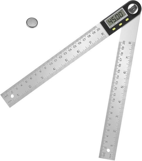 Rapporteur Numérique LCD En Acier Inoxydable - Précision 0,05° - Mesure Angles Et Longueurs (0-200 Mm) - Pour Menuiserie, Bricolage - 8