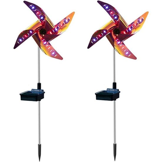 Lot De 2 Moulins à Vent Arc-en-ciel - Décoration De Jardin Et De Terrasse Moulins A Vent Tournesols Colores Faciles A Installer 97149609