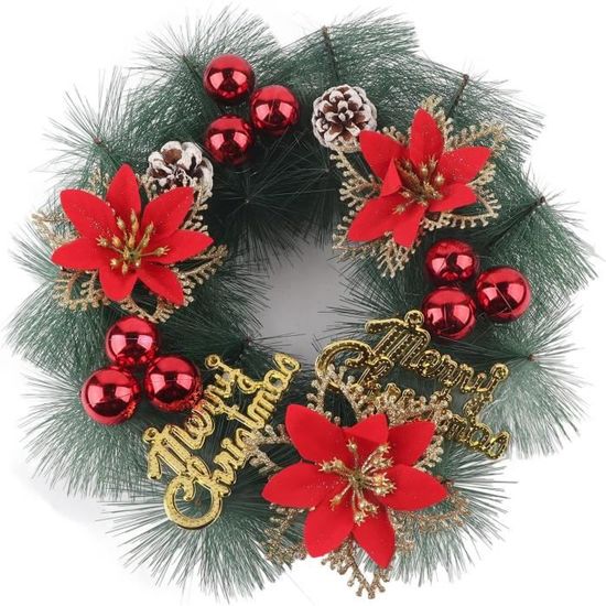 Couronne De Noël Pour Porte D'entrée – 50 X 50 Cm, Décoration Festive