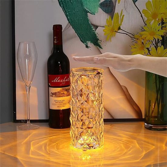 Lampe De Chevet Tactile 3 Intensité, Lampe De Table En Cristal De