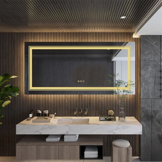 Miroir Salle De Bain LED 40x50 Cm – Rétroéclairage Dimmable, Anti-buée, 3 Couleurs De Lumière – Étanche IP66 – Installation Facile
