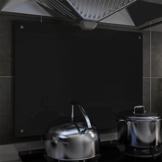 218251Haut de gamme® Dosseret de cuisine Crédence Cuisine - FOND DE HOTTE - Noir 80 x 60 cm Verre trempé