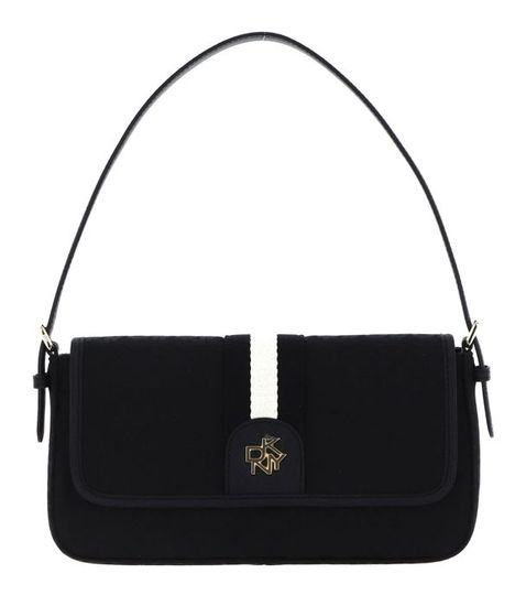 Sac à épaule DKNY Carol Demi En Cuir Noir Et Or - Neuf Avec étiquettes