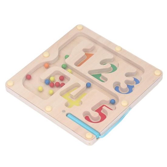 Jeu Labyrinthe Magnétique Montessori Pizsieat – Tri Couleurs & Chiffres Dinosaures, Jouet Éducatif Bois 3-5 Ans