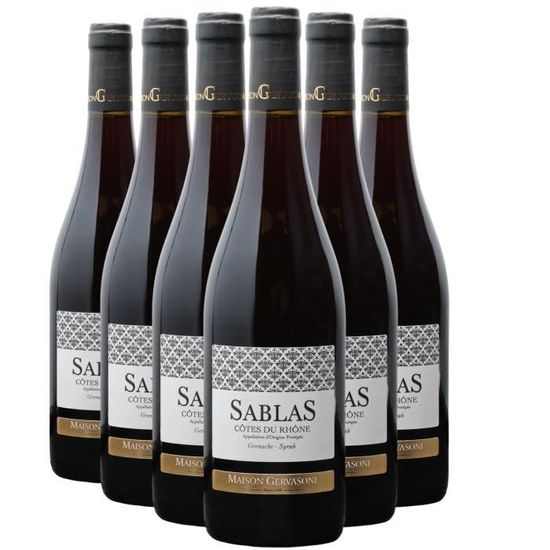 Côtes du Rhône Sablas Rouge 2021 Lot de 6x75cl Maison Gervasoni Vin AOC Rouge de la Vallée Côtes du Rhône Sablas Rouge 2021 Lot de 6x75cl Maison Gervasoni Vin AOC Rouge de la Vallée