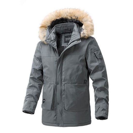 Parka Homme Mi Longues A Capuche Fausse Fourrure Amovible Double