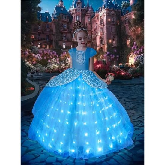 LED Déguisement Fille Lumineuse Enfant Robe de Princesse Carnaval Halloween  Fête d'anniversaire Frais Costume