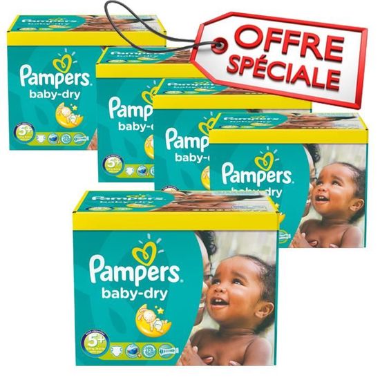 196 Couches Pampers Baby Dry taille 5+
