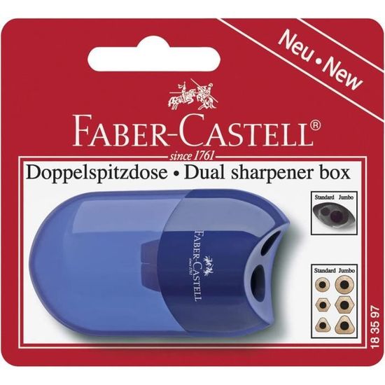 Faber-Castell - 183500 - Taille-crayon double - Couleur du boîtier : noir/ transparent (3 taille-crayons