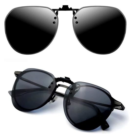 Clip Solaire Polarisé Pour Lunettes De Vue - Léger, Relevable 180°, Anti-UV 100% - Offert Avec Un étui - Homme Et Femme - 8