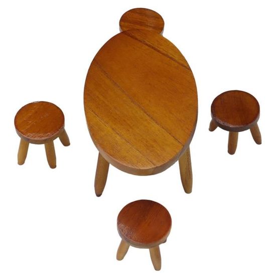 MOBILIER DE MAISON DE POUPÉE ANCIENNE 4 CHAISES, UN FAUTEUIL ASSORTIS BOIS GRAVÉ