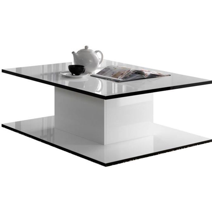 AMAZONIE LAQUÉ NOIR ET BLANC SÉJOUR SALLE À MANGER DESIGN : La Table Basse Rectangulaire