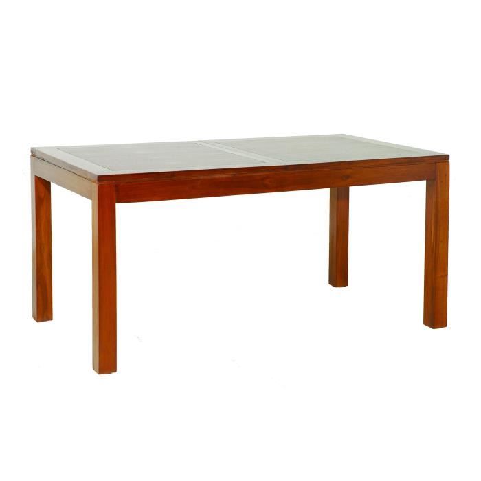 MACABANE EDEN - Table à manger rectangulaire marron rallonge 160/200cm bois Mindi