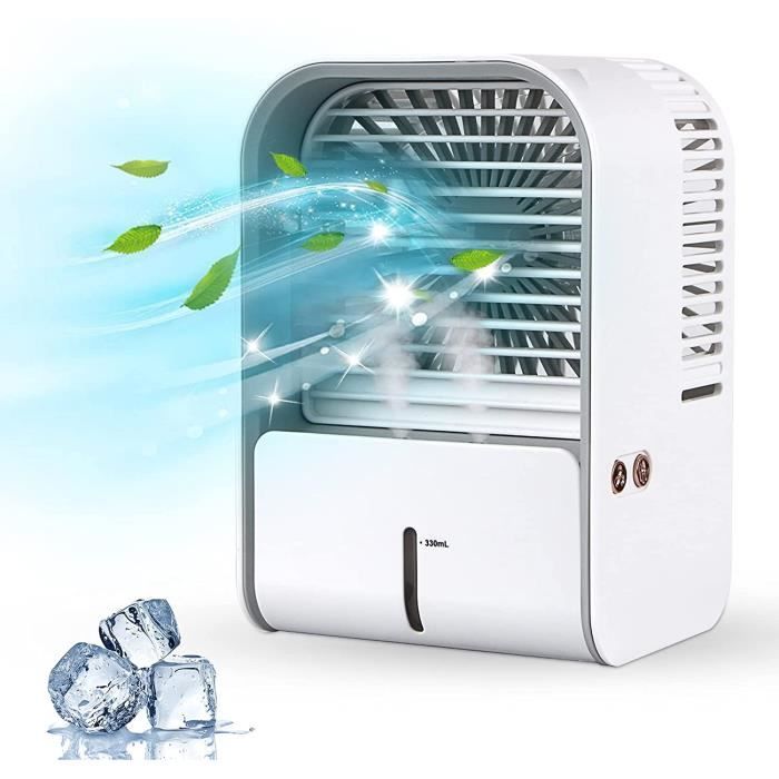 3 en1 Climatiseur Mobile Air Mini Cooler ABS+PC Rafraichisseur d'air