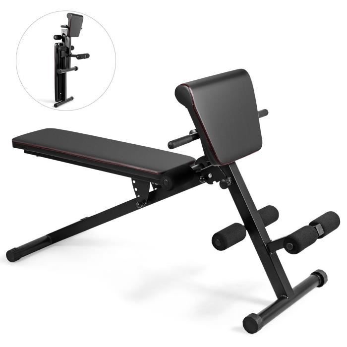 COSTWAY Banc de Musculation Abdominaux Pliable Multifonctionnel Hauteur/ Angle Réglable Charge 150KG Banc de Poids pour Tout Corps