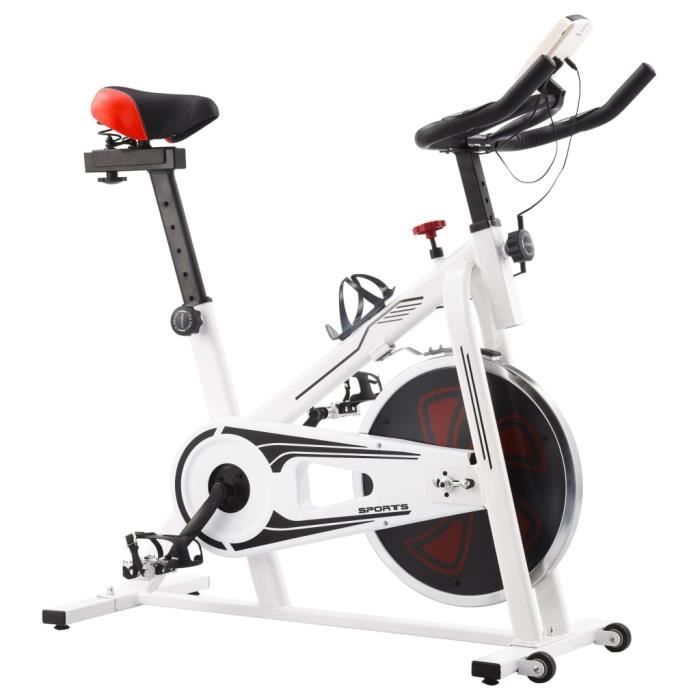 Vélo d'appartement-Vélo Cardio Biking spinning d'Exercice avec capteurs de pouls Maison Entraînement Gym- Blanc et rouge