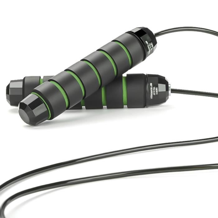 3M Corde a Sauter à Grande Vitesse Câble Acier Ajustable avec Roulement à Bille(Noir et bleu)