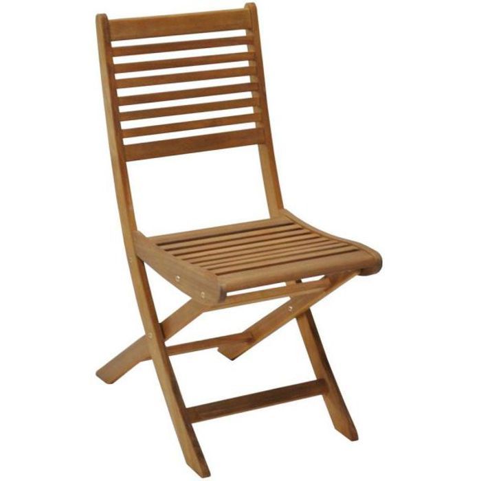 Saturne Chaise Pliante Eucalyptus Look Teck (Lot de 2)