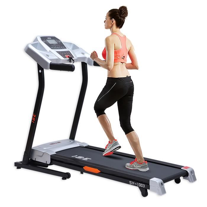 ISE Tapis de Course Electrique Pliable ,Motorisé inclinable Automatique 10 %, 14 Km/h, MP3,15 Programmes,verin hydrauliqueSY-1003