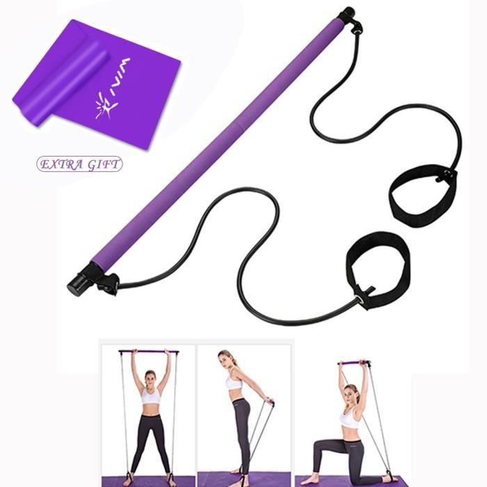 Pilates Kit de Barre avec des bandes de Résistance De Fitness Pilates Bâton Crossfit Musculation Bande Élastique D - Bleu - KOBM3897