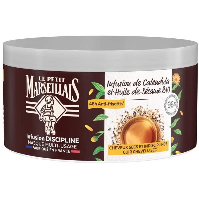 Le Petit Marseillais Masque Lissage pour Cheveux Secs et Abîmés, Infusion Calendula & Huile de Sésame Bio