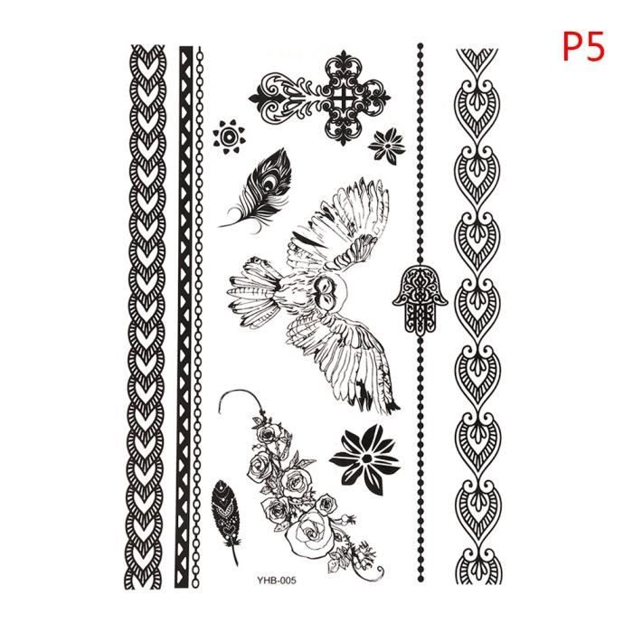 LB4656 Sexy dentelle noir henné temporaire tatouage autocollant femmes main bijoux imperméable faux corps Art tatouage autocollants