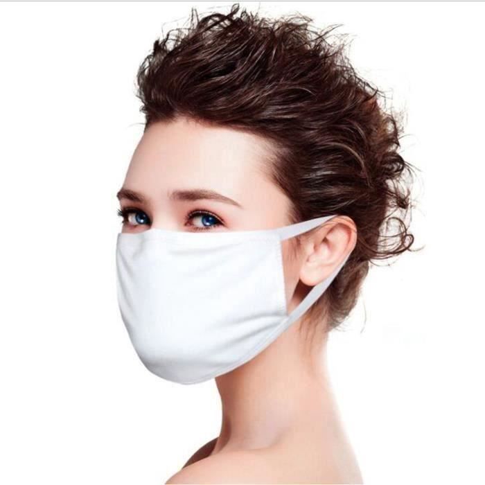 3pcs Masque de bouche en coton Masque Anti-Pollution Unisexe extérieur Respirant Anti-poussière Blanc