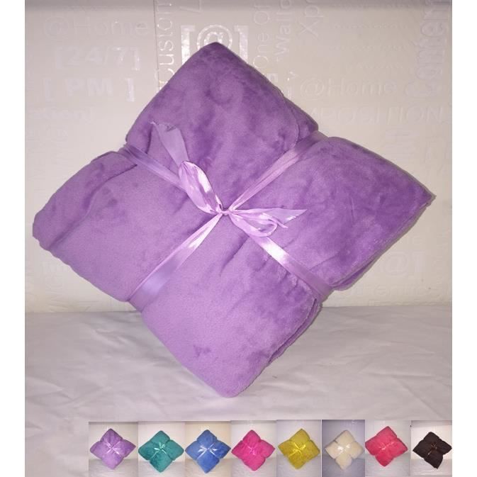Plaid Couverture Microfibre Polaire Violet Lavande Lilas 130X160 cm, Jeté de lit chaude et douce comme un Doudou