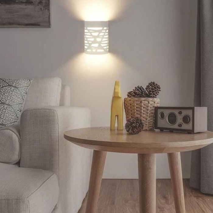 Applique Murale Interieur LED 7W Lampe Murale Blanc Appliques Murales en Plâtre pour Chambre Couloir Salon,Blanc Chaud