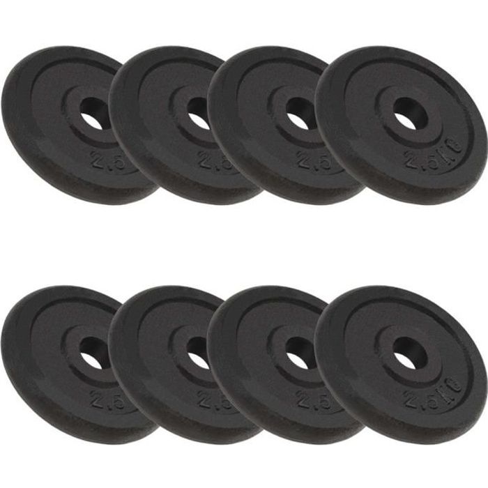 Meelady 8 pcs Plaque de Poids Disques Haltères en Fonte 20 kg pour Musculation