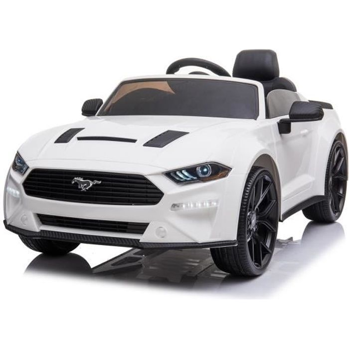 Voiture electrique enfant Drift Ford Mustang 24V, blanche, roues Smooth Drift, moteurs 2 x 25000 tr / min, mode Drift à 13 km / h