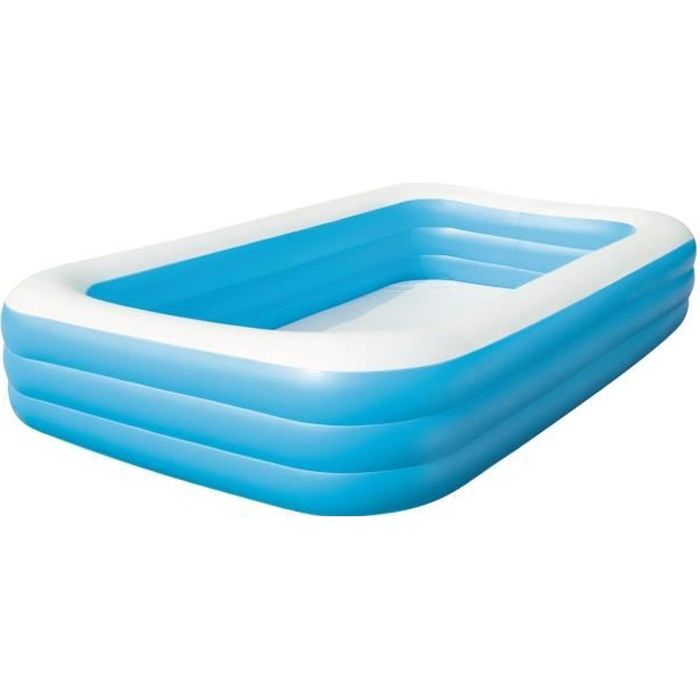 BESTWAY Piscine gonflable de luxe pour enfant et famille - Bleu - 3 boudins - 305x183x56 cm