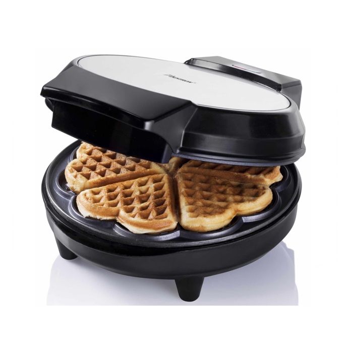 BESTRON AWM700S - Gaufrier classique en forme de cœur avec revêtement antiadhésif, 700 W, Noir