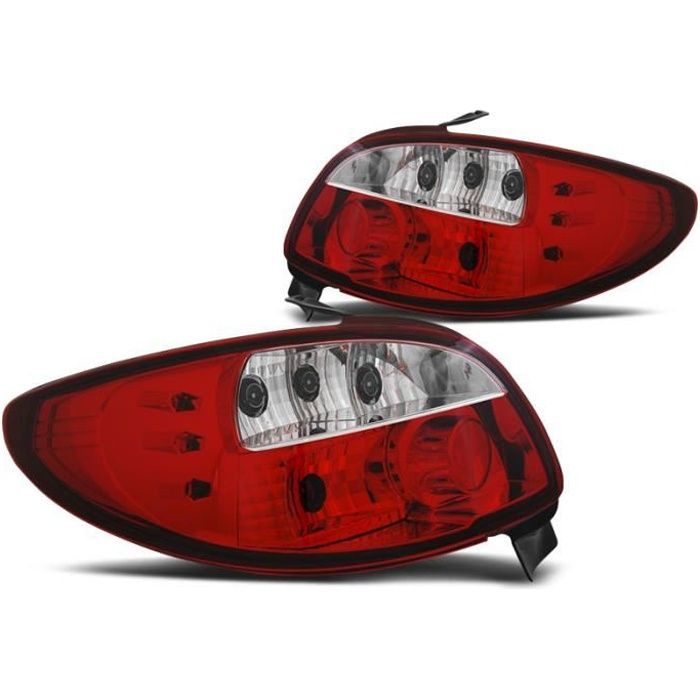 Paire de feux arriere Peugeot 206 berline 98-06 rouge blanc (E15)
