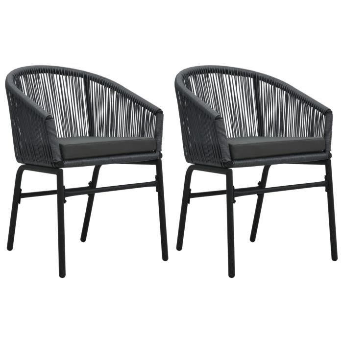 TOP-ZHU Chaises de jardin 2 pcs Anthracite Rotin PVC