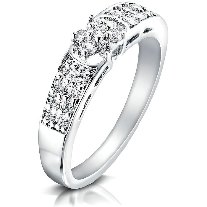 Bague orné de cristal de Swarovski Blanc et Rhodium - T54