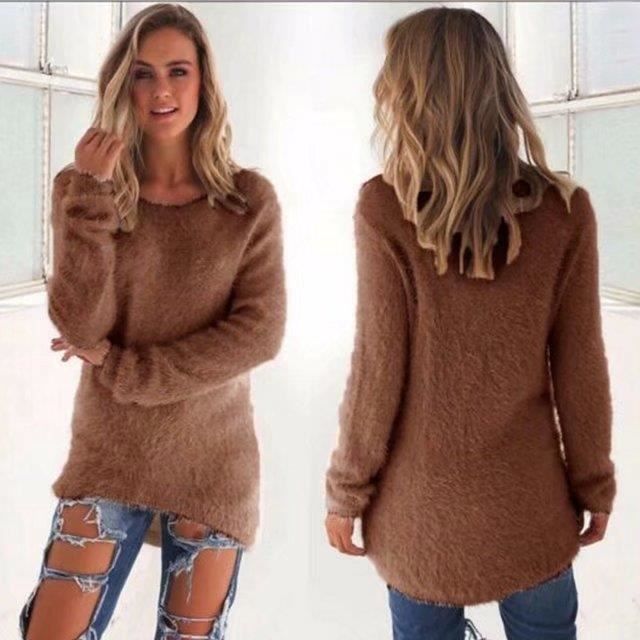 Femmes Chandail Pull Nouvelle Mode Automne Hiver Femmes Col Rond Pull Femme Hedging Lâche Pull Casual Solide Couleur Chandails