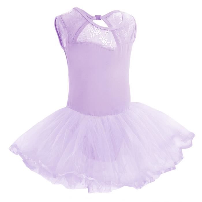 Tulle Tutu de Danse Classique Enfant Fille Ballet sans Manche Dancewear 3-14 Ans Violet