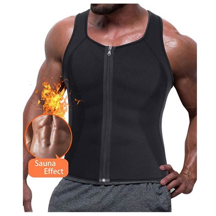Les hommes suent la taille formateur débardeur gilet perte de poids d'entraînement en néoprène chemise sauna