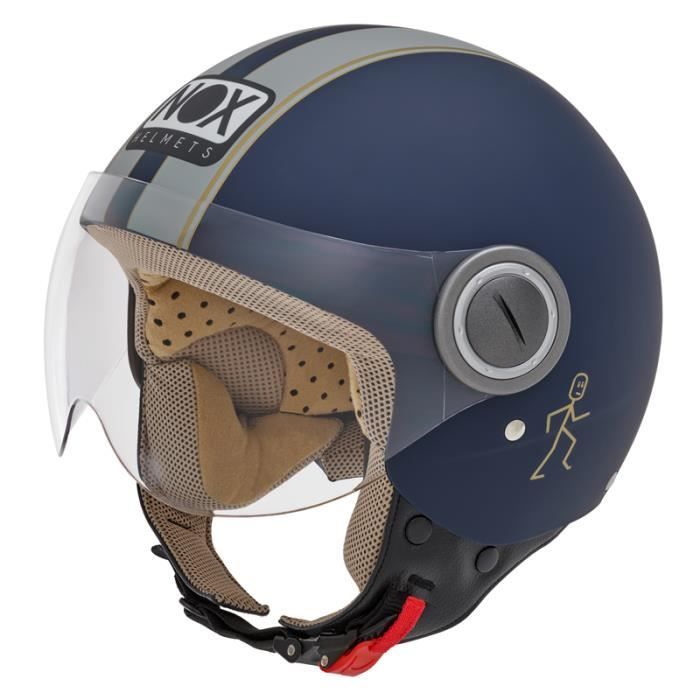 CASQUE JET NOX N210 BLEU GRIS MAT