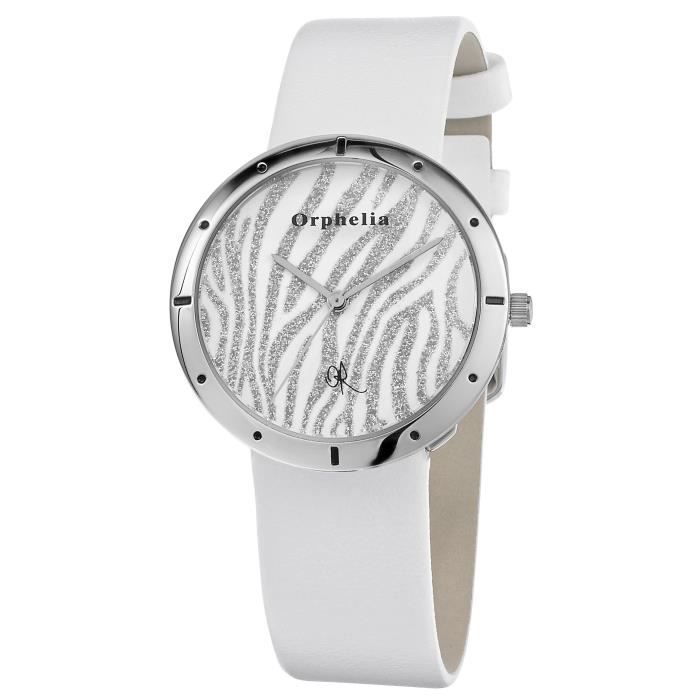 ORPHELIA - Montre Femme - Quartz Analogique - Bracelet Cuir Blanc - 122-1709-11