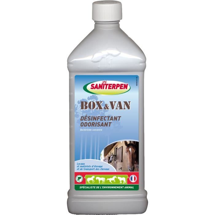 SANITERPEN Désinfectant concentré Box Van Odor - Pour environnement des chevaux et habitat - 1L