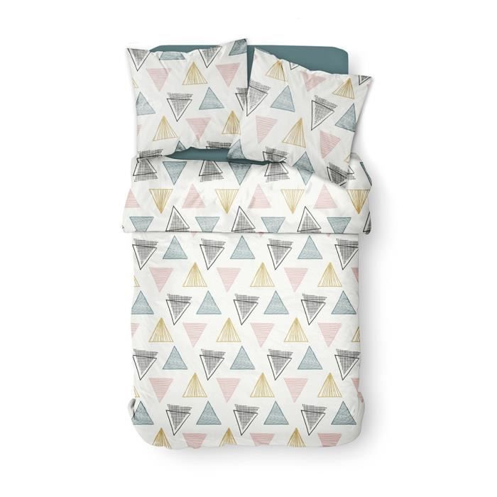 Housse de couette 220 x 240 Crazy Keops + 2 taies 220x240 Blanc