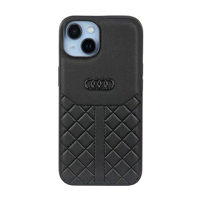 Audi Étui cuir véritable iPhone 14 (61) - Noir coque TPU fine motif losange