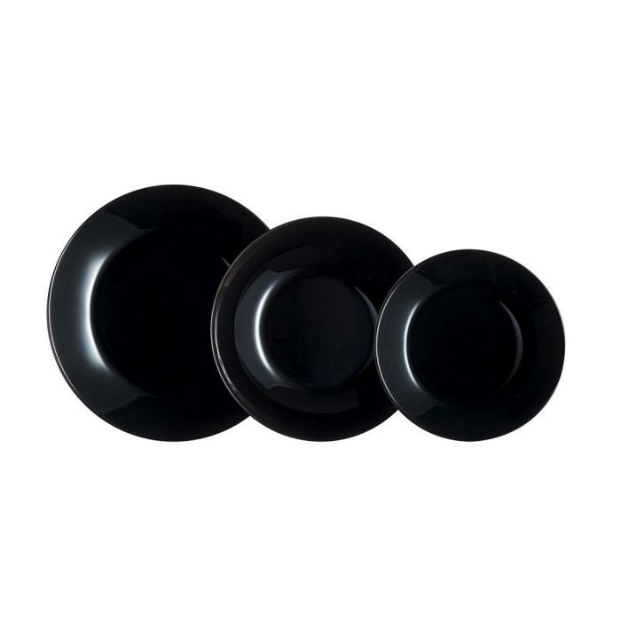 Service de vaisselle - Luminarc - Arcopal Zelie - 12 pièces - Verre trempé - Noir